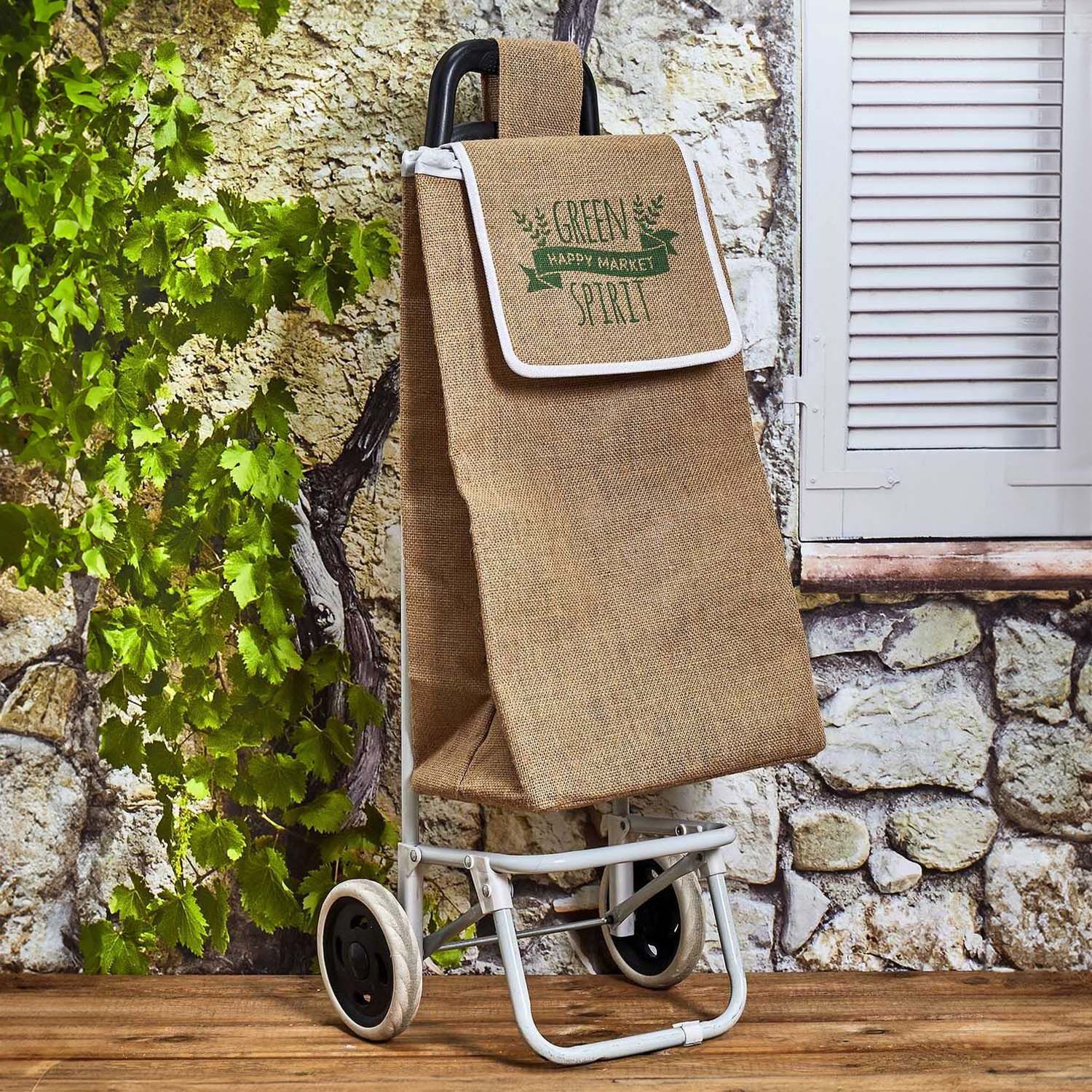 Jute Fabric Cart Shopping Trolley Home Store More