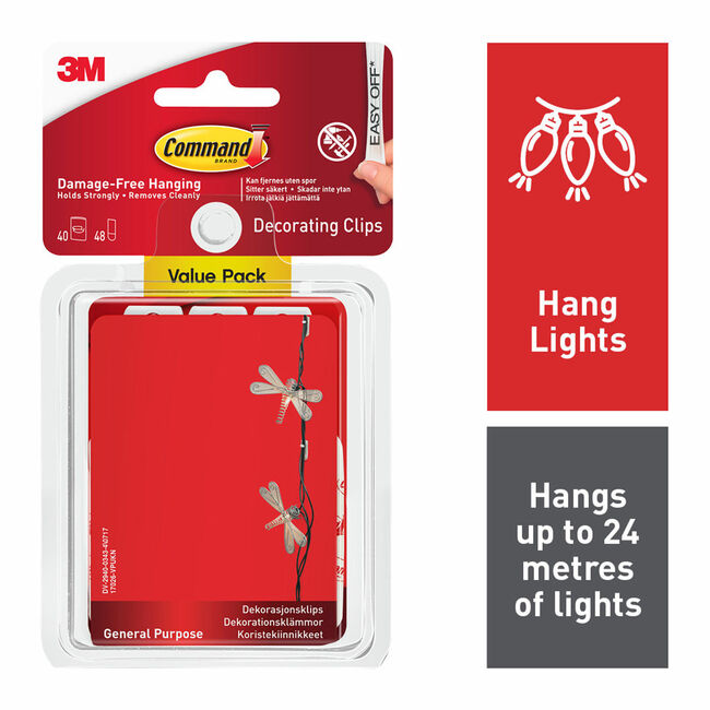 Command Strips 40 PacK Decorating Clips Value Pack