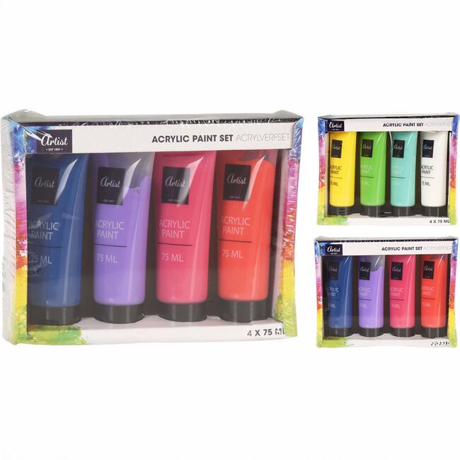 Artist Acrylic Paint 4pcs 75ml - Assorted