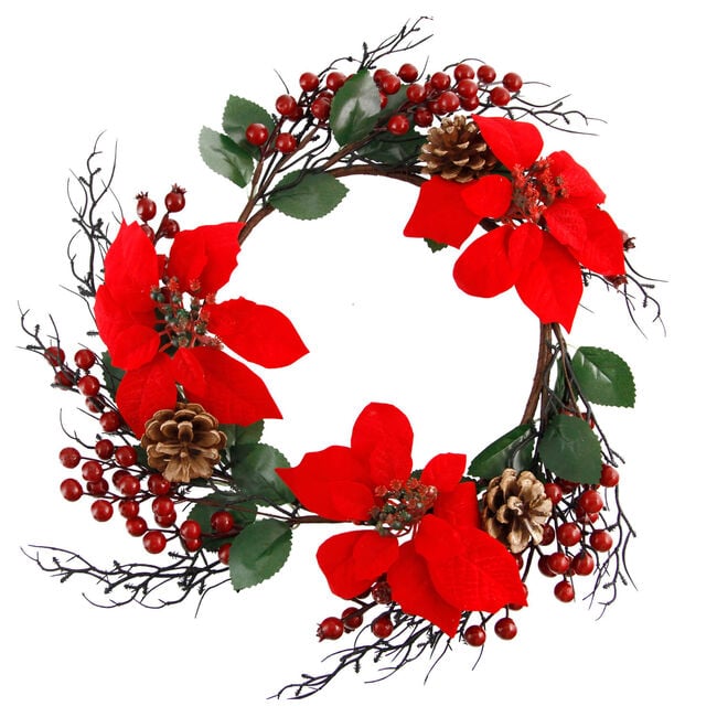 Mini Christmas Berry & Poinsettia Wreath