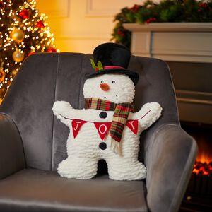 Snowman With Scarf Cushion