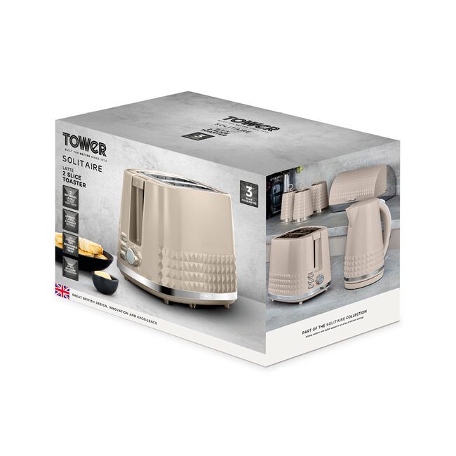 TOWER SOLITAIRE BEIGE 2 Slice Toaster