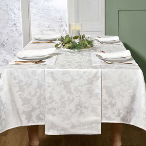 Elegance Damask Table Runner 229cm x 36cm White
