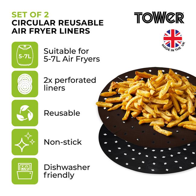 Tower Black 2 Pack Air Fryer Liners