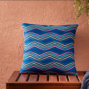 Indoor Outdoor Zag Navy Cushion