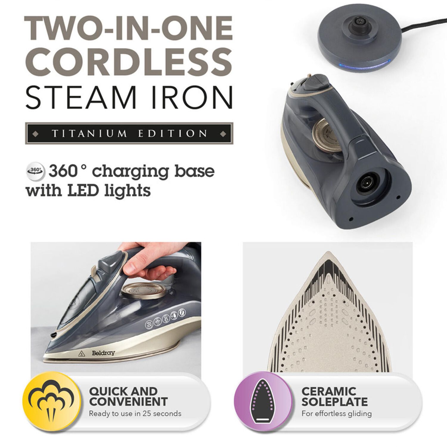 Beldray 2 in 1 cordless steam iron on sale