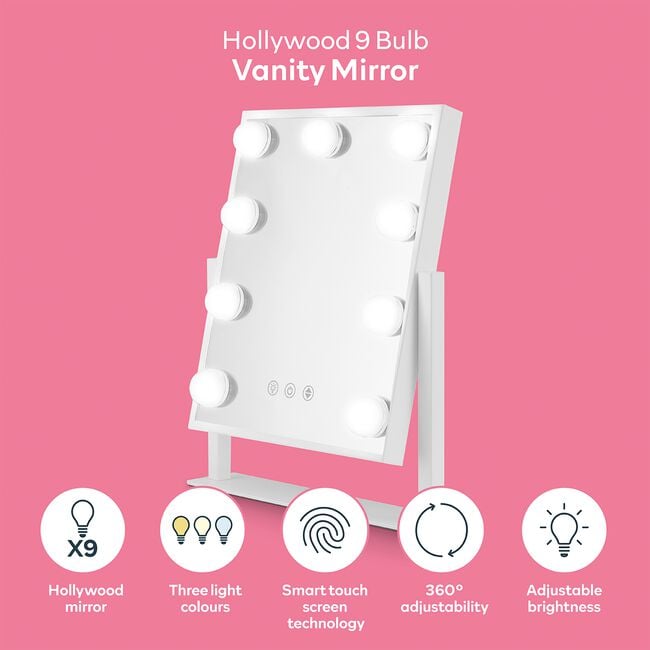 CARMEN HOLLYWOOD 9 BULB WHITE Vanity Mirror