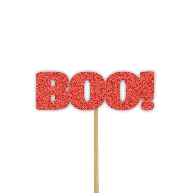 Halloween Boo Glitter Red 12 Cupcake Toppers