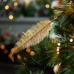 8 Pack Gold Feathers Christmas Tree Decoration