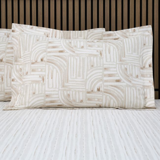 Olivia Linear Oxford Pillowcase Pair - Natural