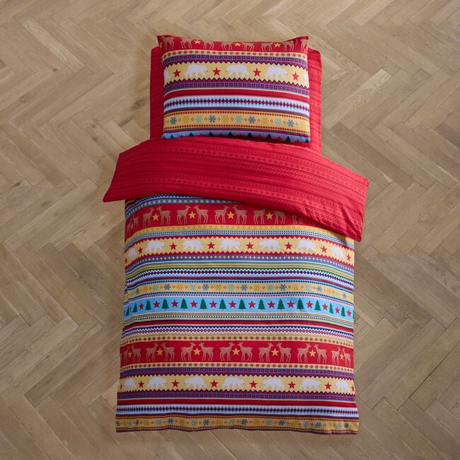 SINGLE DUVET COVER Festive Fairisle