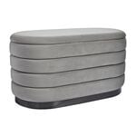 LARGE OVAL GREY VELVET Ottoman