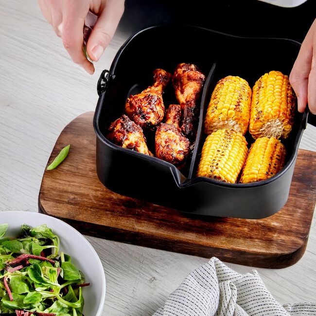 Tower Black Square Air Fryer Tray with Divider