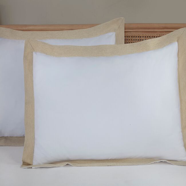 Linen Border 600TC Oxford Pillowcase Pair