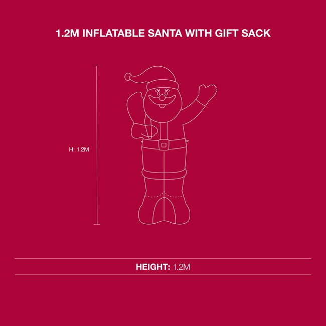 1.2M Inflatable Santa with Gift Sack