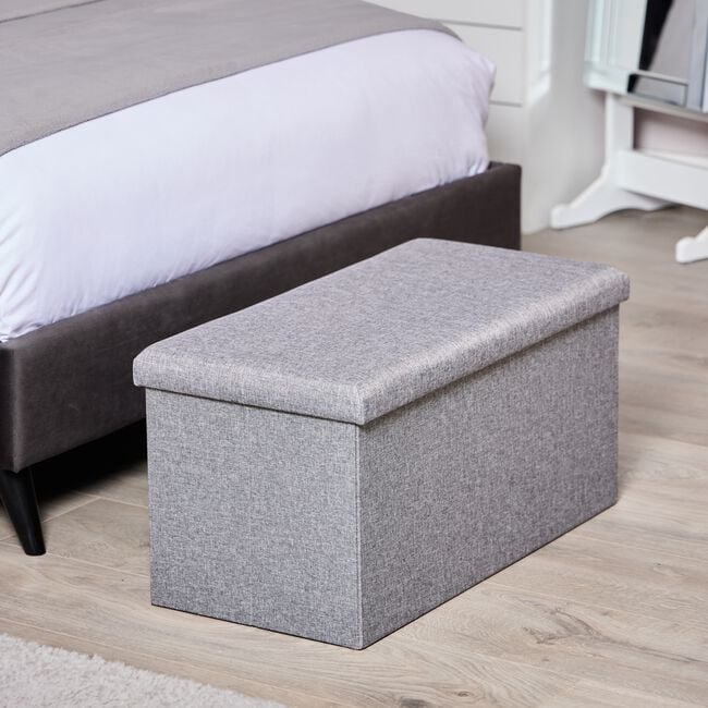 LARGE FOLDING GREY STORAGE Ottoman