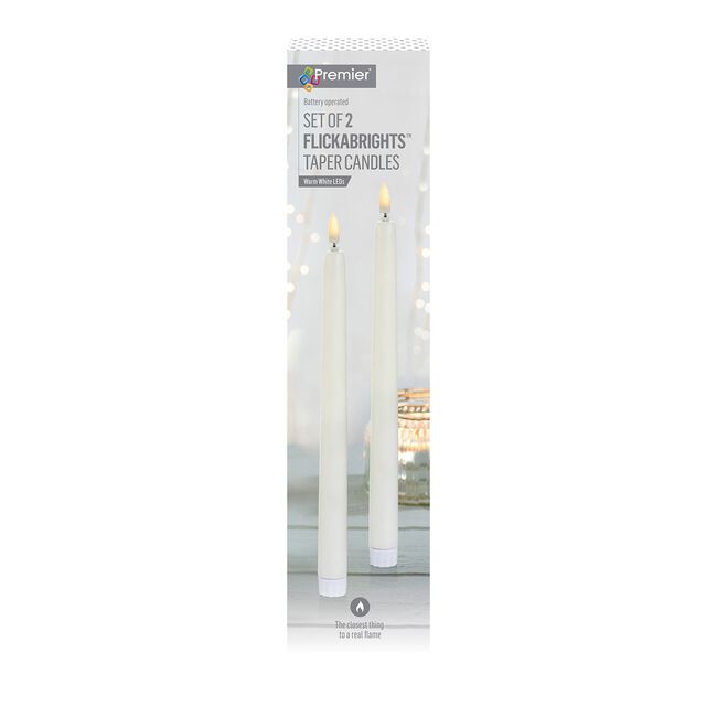 Flickabright LED Set of 2 Taper Candles