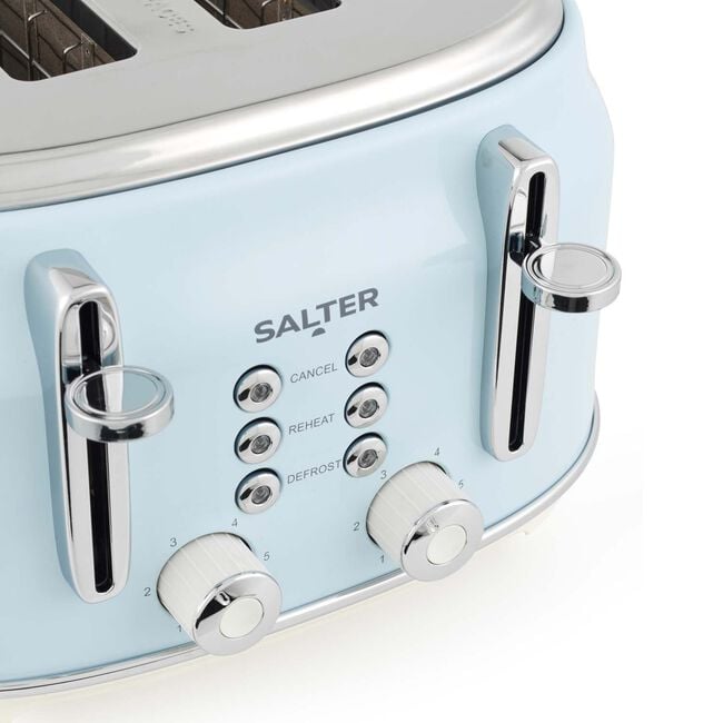 SALTER RETRO BLUE CURVED BODY 4 Slice Toaster