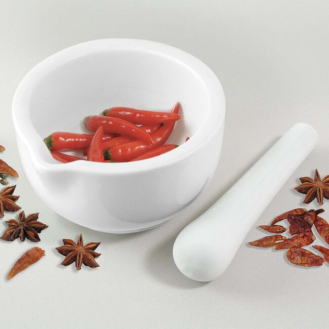 Fackelmann White Porcelain Pestle & Mortar