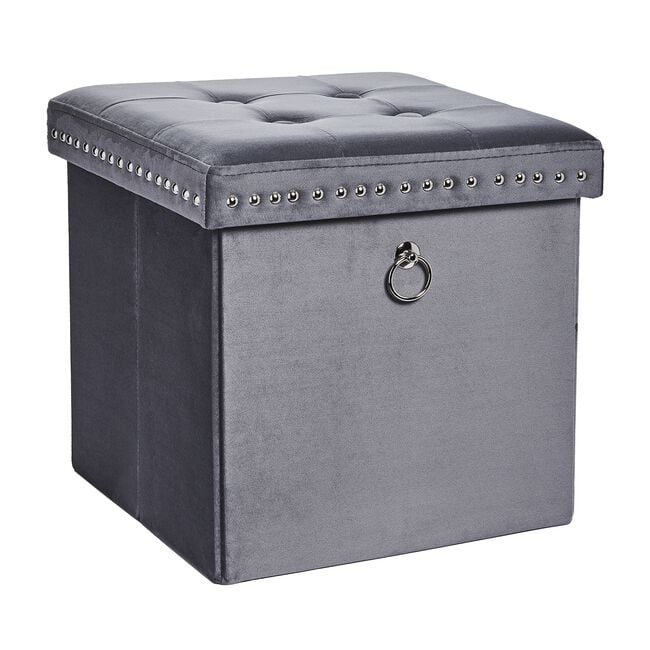 VELVET FOLDABLE SMALL Charcoal Ottoman