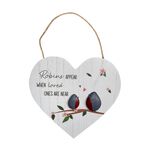 Robin Wooden Plaque Heart