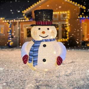 Light Up Snowman With Top Hat & Scarf