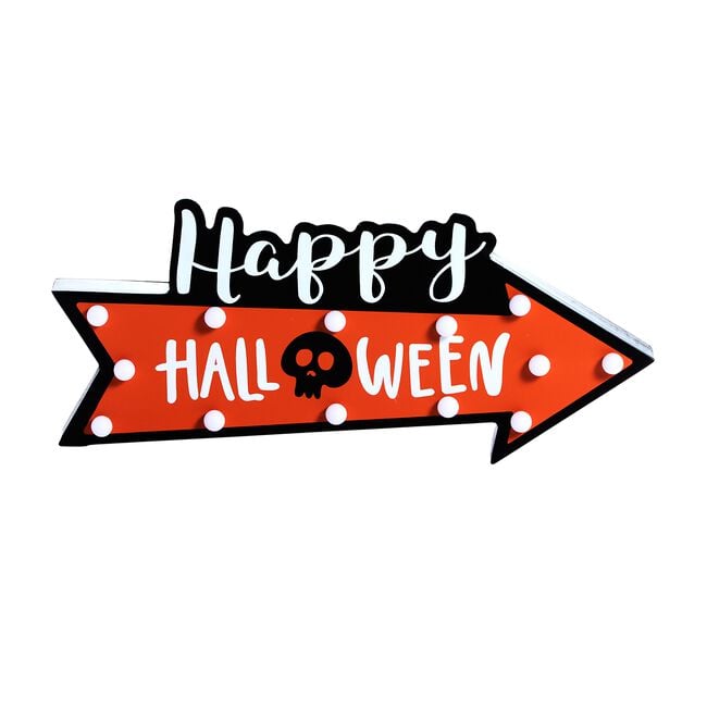 Light Up Happy Halloween Sign Table Decor