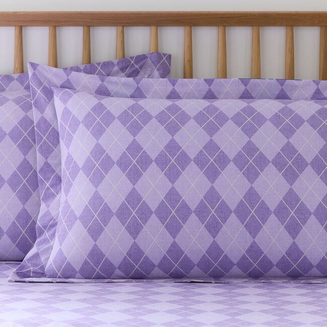 Argyle Oxford Pillowcase Pair - Purple