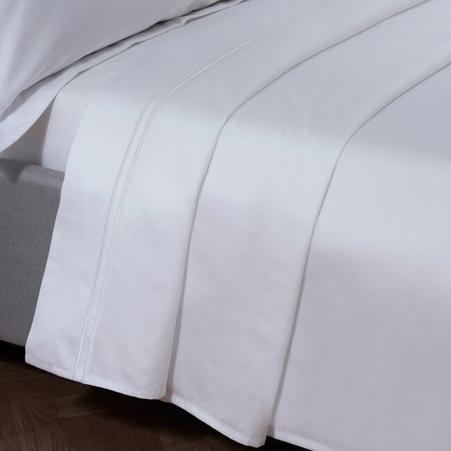 SKS FLT/SHT DB Stitch 500 Threadcount Cotton White