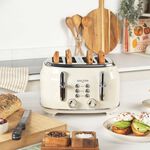 SALTER RETRO CREAM CURVED BODY 4 Slice Toaster