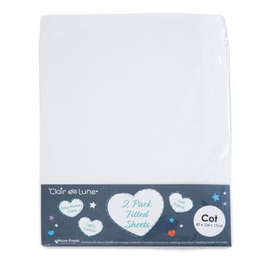 Clair De Lune White Cot Fitted Sheet - 2 Pack