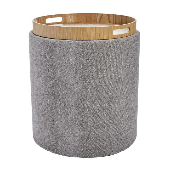 LARGE LIGHT GREY OTTOMAN With Tray