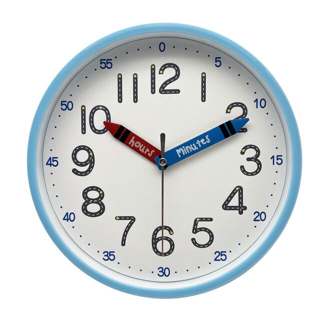 CHILDRENS WALL CLOCK Blue 20cm