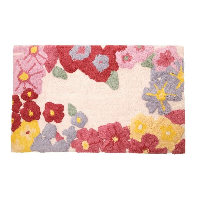 Floral Border Bath Mat 50cm x 80cm