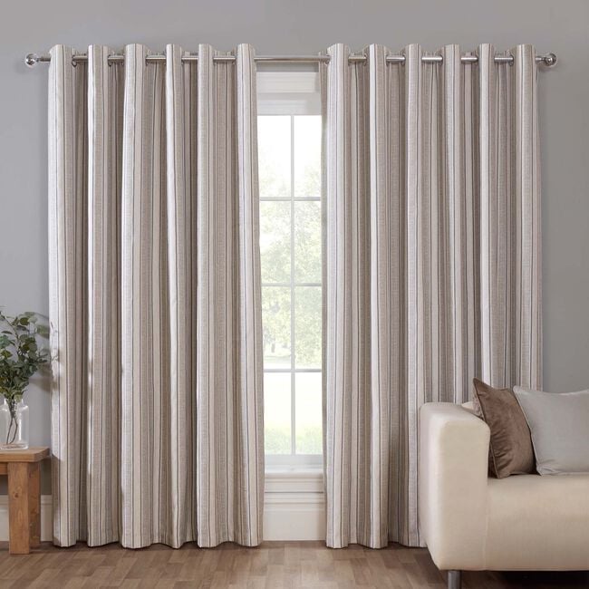BLACKOUT DOPE DYE WOVEN STRIPE NATURAL 66x54 Curtain