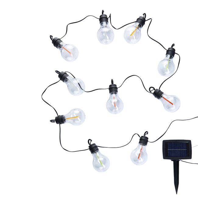 10 Filament Bulb Solar String Lights - Multicolour