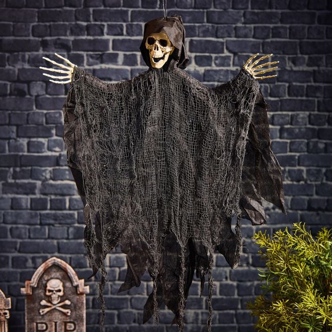 Halloween Grim Reaper In Black Cloak 75cm