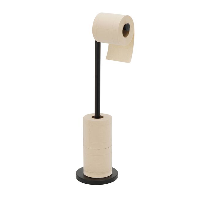 Freestanding Toilet Roll Spike & Holder Black