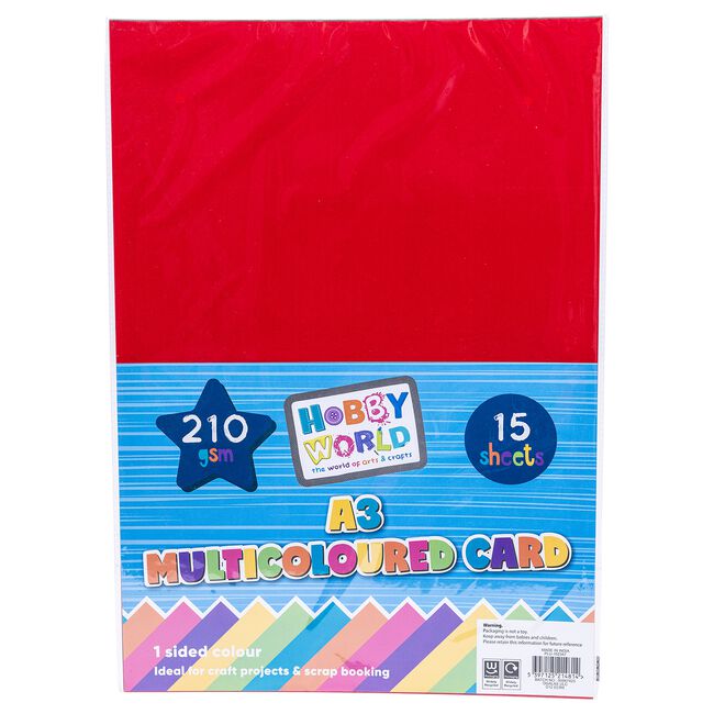 Hobby World A3 Multicolour Cards - 15 Sheets
