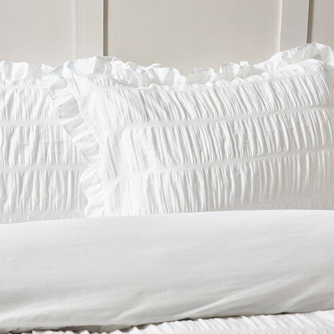 CATHERINE LANSFIELD SINGLE DUVET COVER Seersucker Frill White