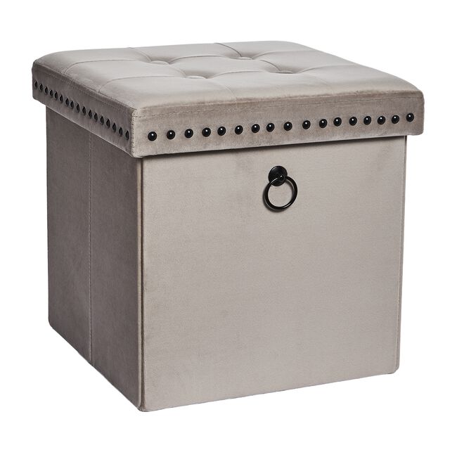 VELVET FOLDABLE SMALL Mink Ottoman