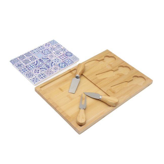 FIESTA JOY BLUE PATTERN 5 Piece Cheese Serving Set