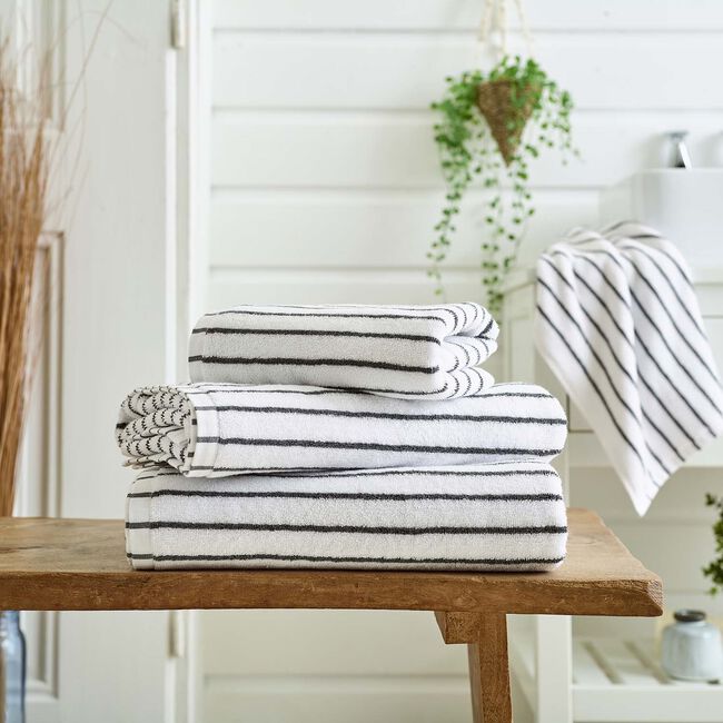 Deyongs Malmo Stripe Hand Towel White/Grey