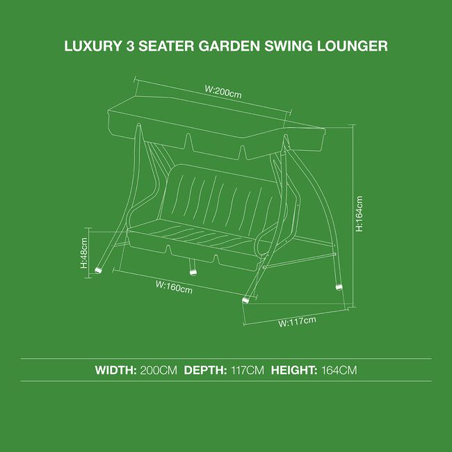 Luxury 3 Seater Garden Swing Chair