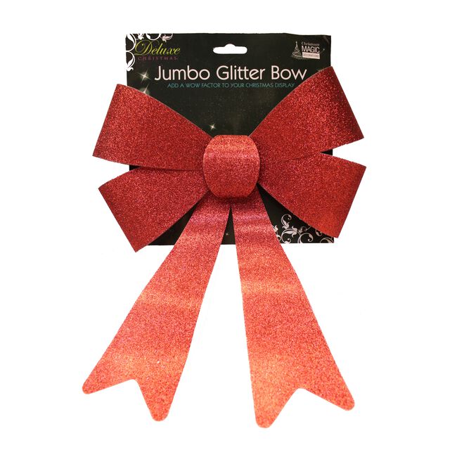 Jumbo Glitter Bow Christmas Tree Topper