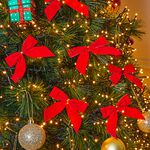 Velvet Bows Christmas Decoration 12 Pack - Red