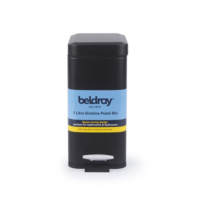 BELDRAY 5 LITRE BLACK SOFT-Close Pedal Bin