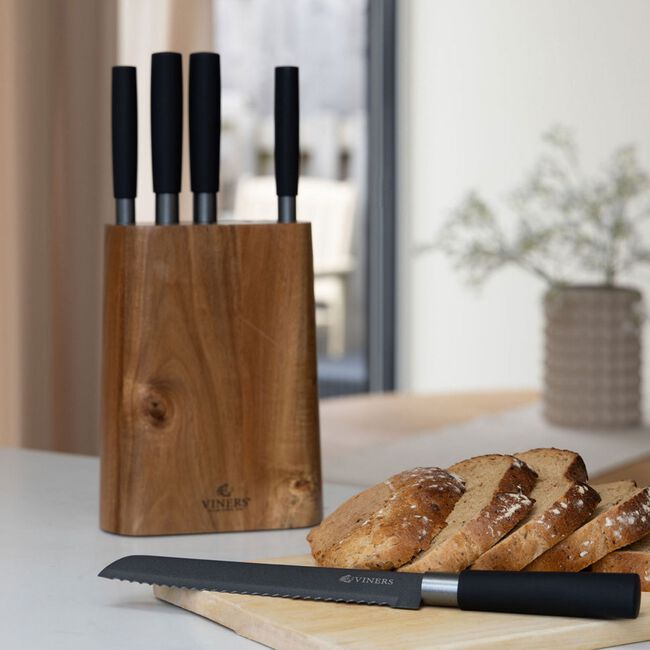 Viners Graphite 5 Piece Acacia Wood Block Set