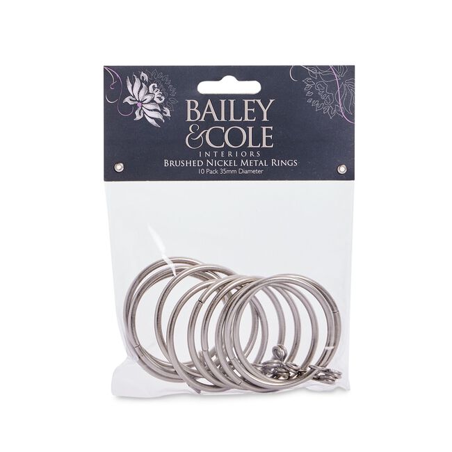 METAL RINGS 50mm Brushed Nickel 10pk