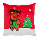 Reindeer Square Cushion - Red/Green